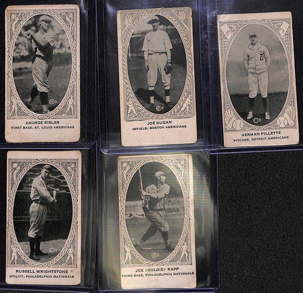 Lot of (5) 1922 W573 American Caramel Blank Backs w. George Sisler