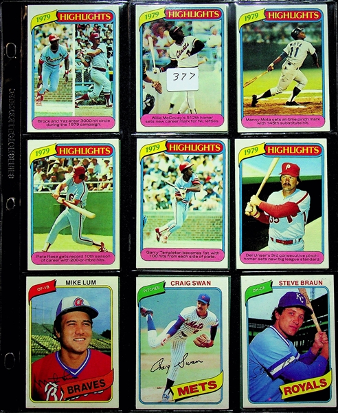 1980 Topps Baseball Card Complete Set of 726 Cards
