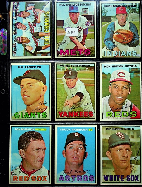 1967 Topps Baseball Near Complete Set w. Stars & HOFers - Includes 586 of 609 Cards (Missing 23 Cards)