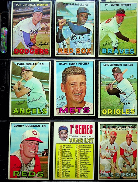 1967 Topps Baseball Near Complete Set w. Stars & HOFers - Includes 586 of 609 Cards (Missing 23 Cards)
