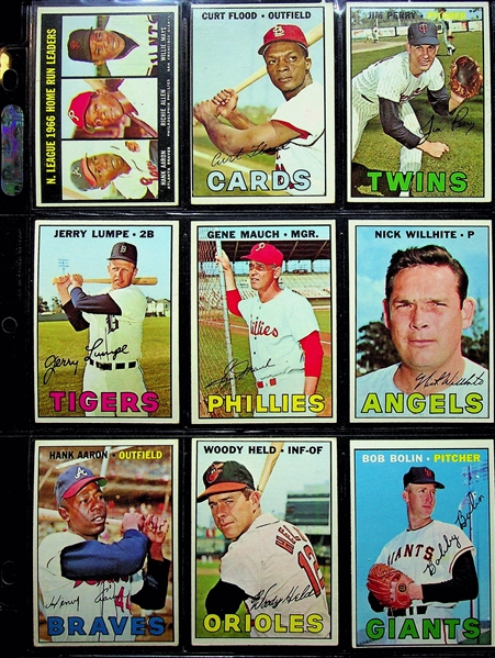 1967 Topps Baseball Near Complete Set w. Stars & HOFers - Includes 586 of 609 Cards (Missing 23 Cards)