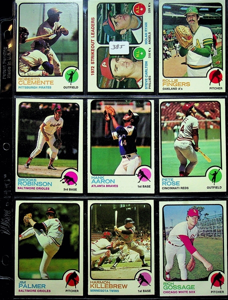 1973 Topps Baseball Partial Set w. Stars - Includes 521 of 660 Cards (Cards Numbered up to 525)