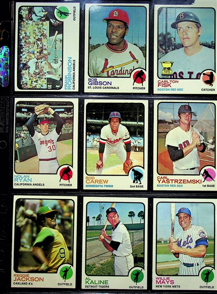 1973 Topps Baseball Partial Set w. Stars - Includes 521 of 660 Cards (Cards Numbered up to 525)