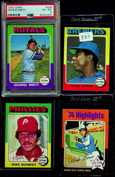 1975 Topps Baseball Complete Set of 660 Cards w. #228 George Brett Rookie Card PSA 6