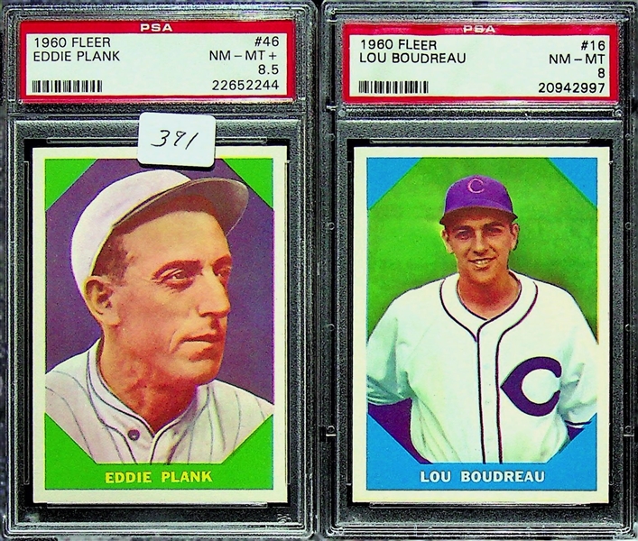 Lot of 9 - 1960 Fleer Baseball Star Cards - All PSA Graded 8.5 & 8 - w. Eddie Plank PSA 8.5