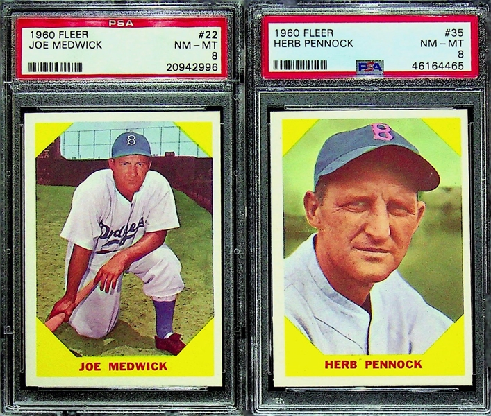Lot of 9 - 1960 Fleer Baseball Star Cards - All PSA Graded 8.5 & 8 - w. Eddie Plank PSA 8.5