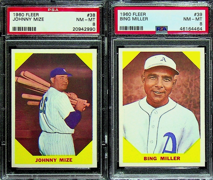 Lot of 9 - 1960 Fleer Baseball Star Cards - All PSA Graded 8.5 & 8 - w. Eddie Plank PSA 8.5