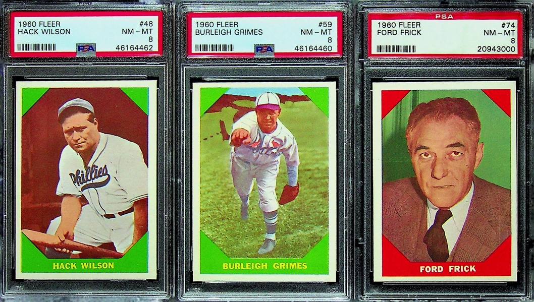 Lot of 9 - 1960 Fleer Baseball Star Cards - All PSA Graded 8.5 & 8 - w. Eddie Plank PSA 8.5