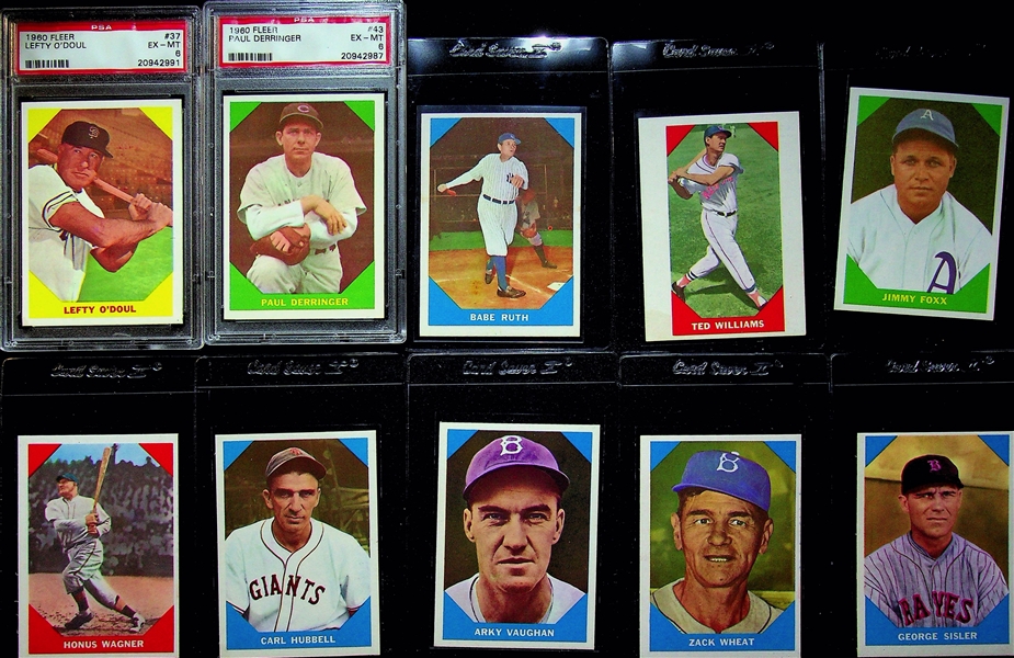 Lot of 45 Different 1960 Fleer Baseball Cards (12 PSA Graded) w. Nap Lajoie PSA 7
