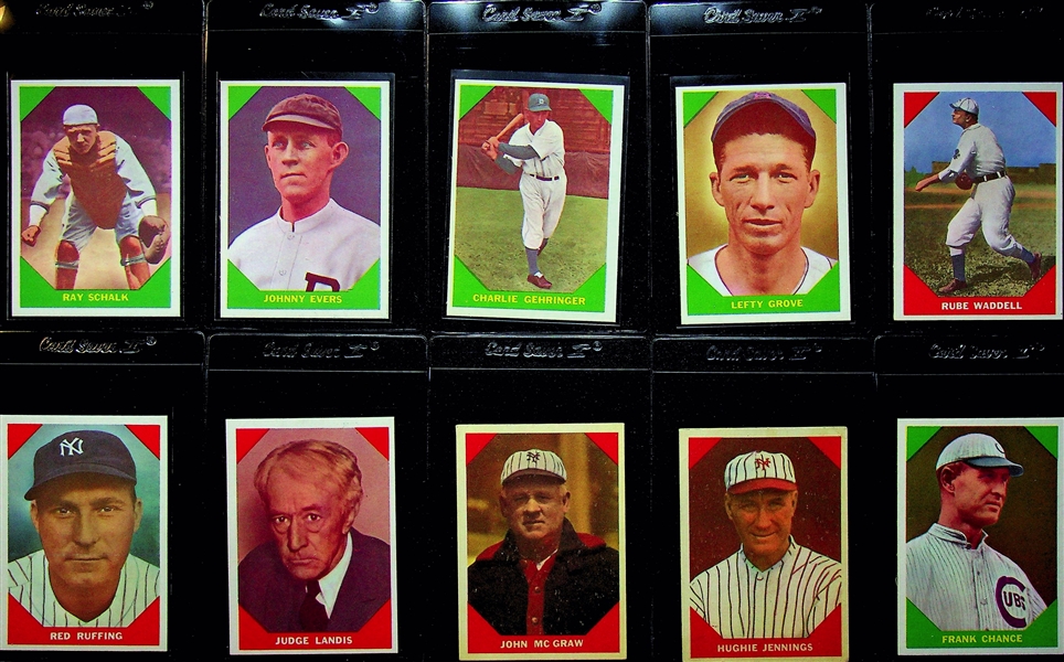 Lot of 45 Different 1960 Fleer Baseball Cards (12 PSA Graded) w. Nap Lajoie PSA 7