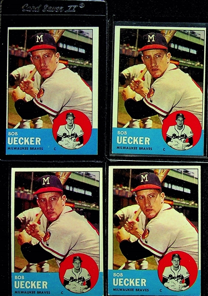 Lot of 250+ Assorted 1963 Topps Baseball Cards w. Perry x2 and Star Cards