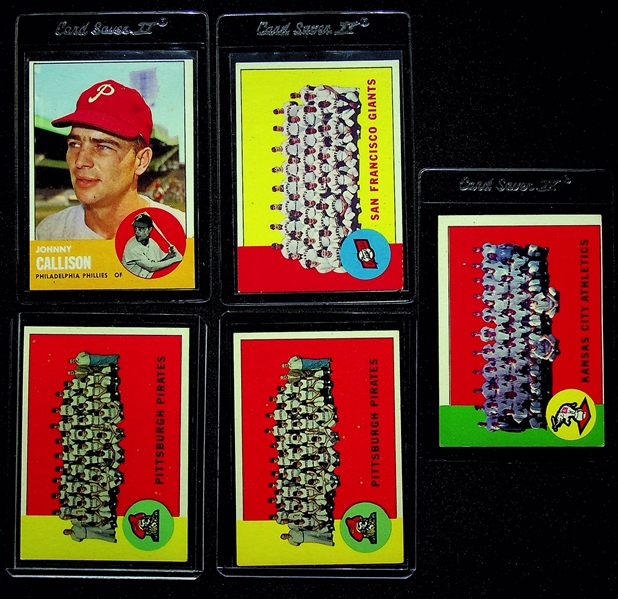Lot of 250+ Assorted 1963 Topps Baseball Cards w. Perry x2 and Star Cards