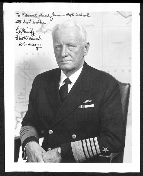Chester (CW) Nimitz (d. 1966) Signed Photo (WW2 US Navy Fleet Admiral) w. PSA/DNA Letter