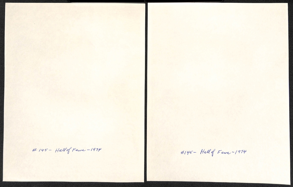 Lot of (2) 1960s Mickey Mantle Sports Pix Premium Photo Prints (Writing on Backs)