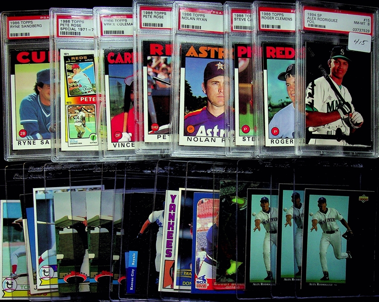 Lot of 23 Baseball Cards - Stars & Rookies - w. 1994 SP Alex Rodriguez Foil Rookie Card PSA 8
