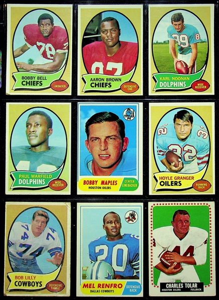 Lot of 200+ 1960-1970s Football Cards w. 1968 Topps Paul Warfield