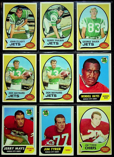 Lot of 200+ 1960-1970s Football Cards w. 1968 Topps Paul Warfield