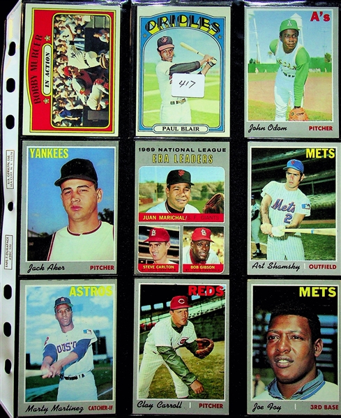 Lot of (150) 1960s-1973 Topps Baseball Cards w. 1971 Topps Hank Aaron & Star Cards
