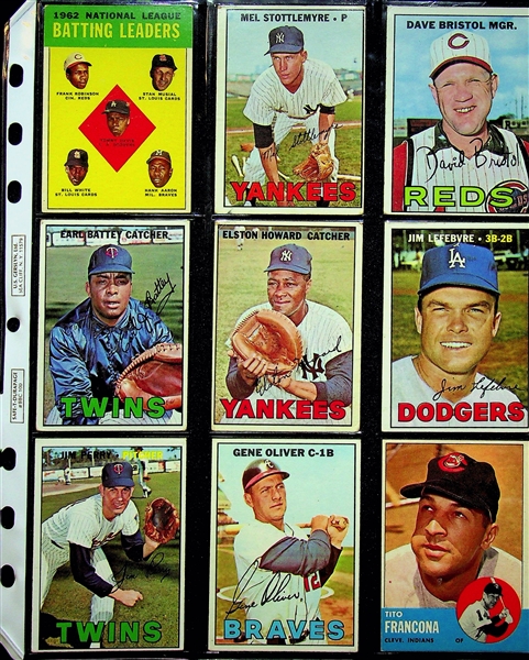Lot of (150) 1960s-1973 Topps Baseball Cards w. 1971 Topps Hank Aaron & Star Cards