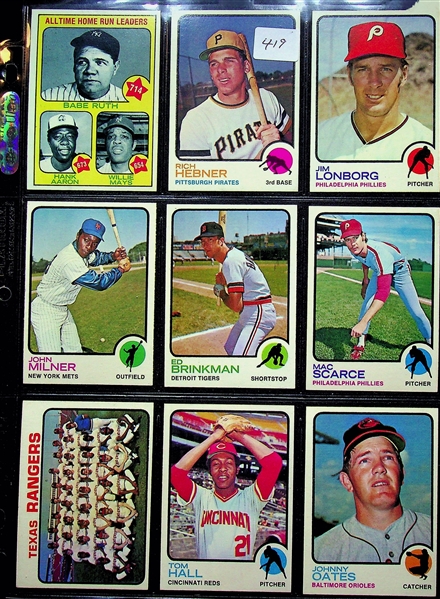 High Quality 1973 Topps Baseball Near Complete Set Collated Straight from Packs w. #174 Goose Gossage Rookie PSA 8