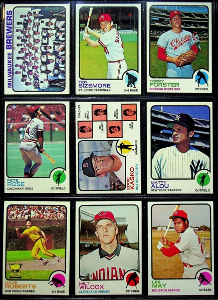 High Quality 1973 Topps Baseball Near Complete Set Collated Straight from Packs w. #174 Goose Gossage Rookie PSA 8