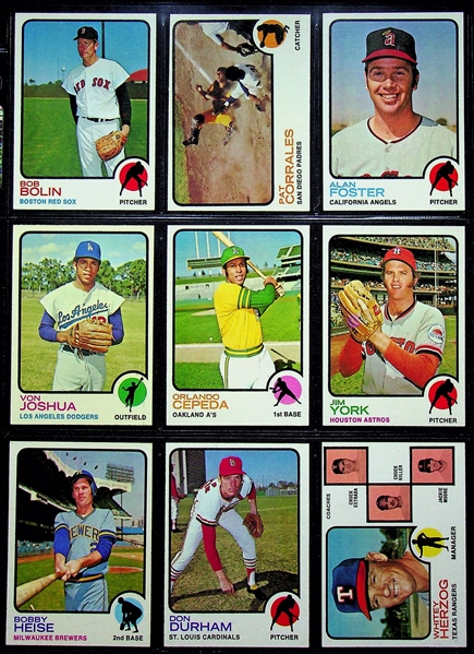High Quality 1973 Topps Baseball Near Complete Set Collated Straight from Packs w. #174 Goose Gossage Rookie PSA 8