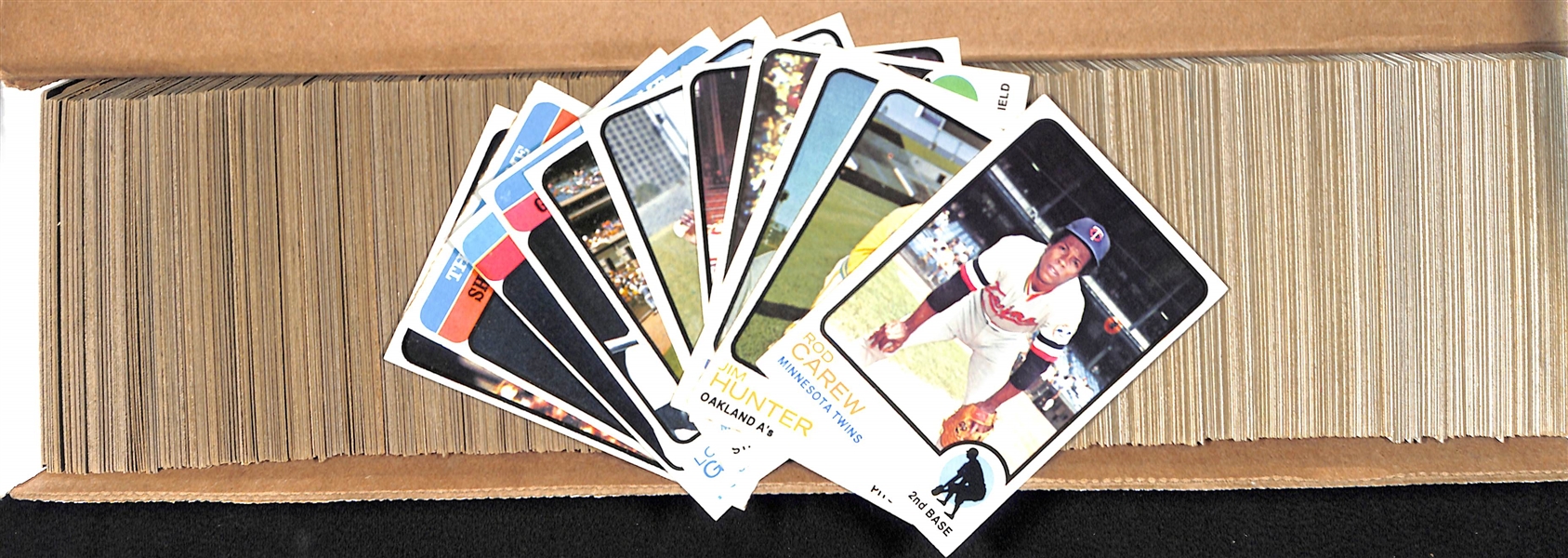 Lot of 700+ Assorted 1973 Topps Baseball Cards (Cards from #1-499 - No High Series)