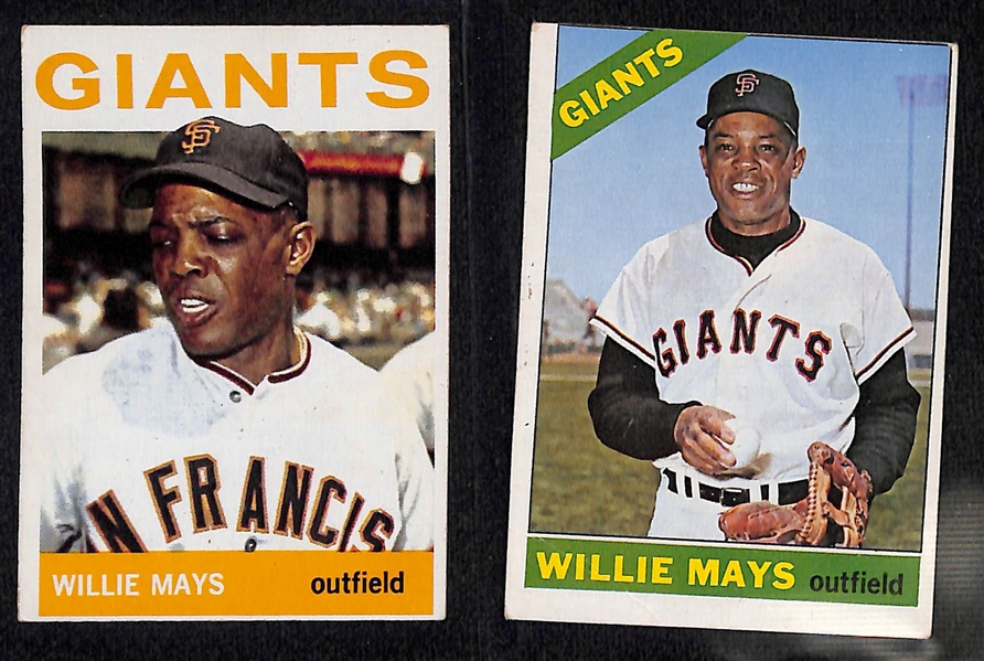 Lot of (7) Willie Mays & Hank Aaron Cards w. 1964 Topps Willie Mays