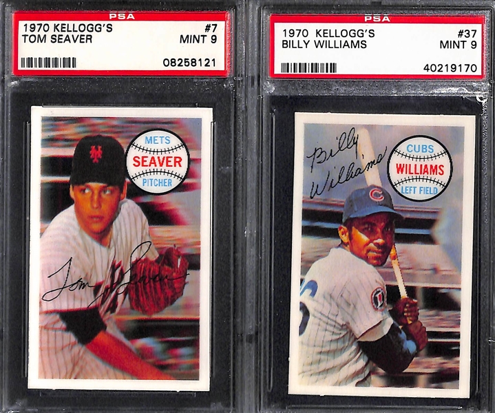 (10) 1970 Kellogg's 3-D Cards (All PSA 9 or PSA 8) - Seaver, B. Williams, Marichal, Sutton, B. Robinson, Killebrew, Stargell, +