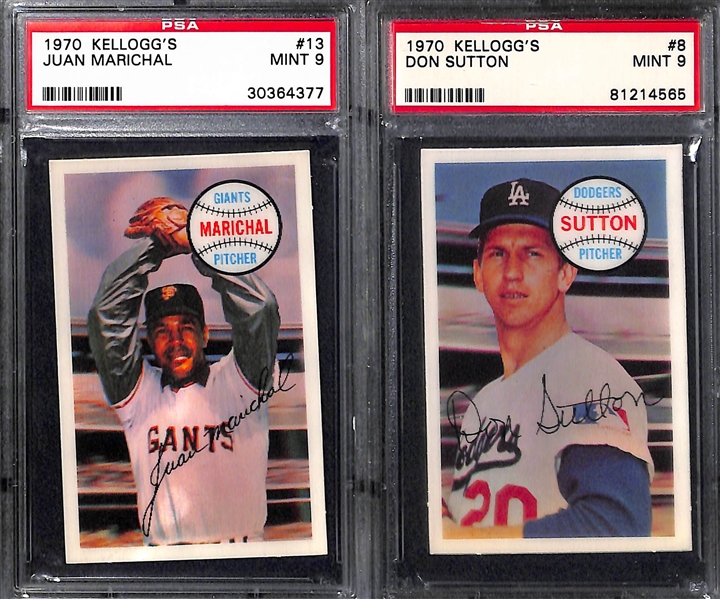 (10) 1970 Kellogg's 3-D Cards (All PSA 9 or PSA 8) - Seaver, B. Williams, Marichal, Sutton, B. Robinson, Killebrew, Stargell, +