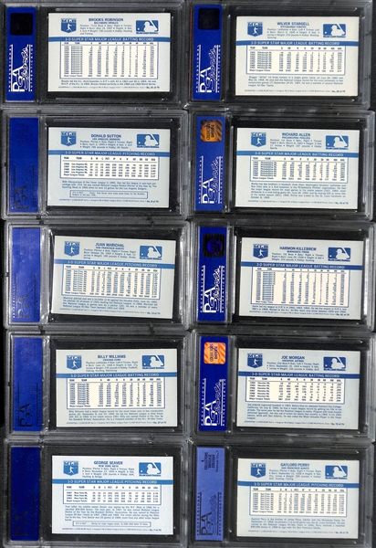 (10) 1970 Kellogg's 3-D Cards (All PSA 9 or PSA 8) - Seaver, B. Williams, Marichal, Sutton, B. Robinson, Killebrew, Stargell, +