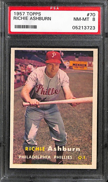 1957 and 1958 Richie Ashburn Topps Cards - Both Graded PSA 8 
