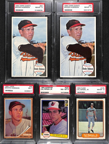 5-Card Brooks Robinson & Cal Ripken Jr. Graded Lot