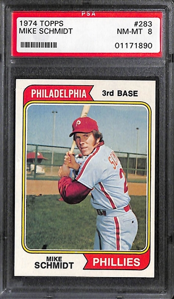 1974 and 1975 Topps Mike Schmidt Cards - Both Graded PSA 8