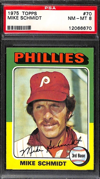 1974 and 1975 Topps Mike Schmidt Cards - Both Graded PSA 8