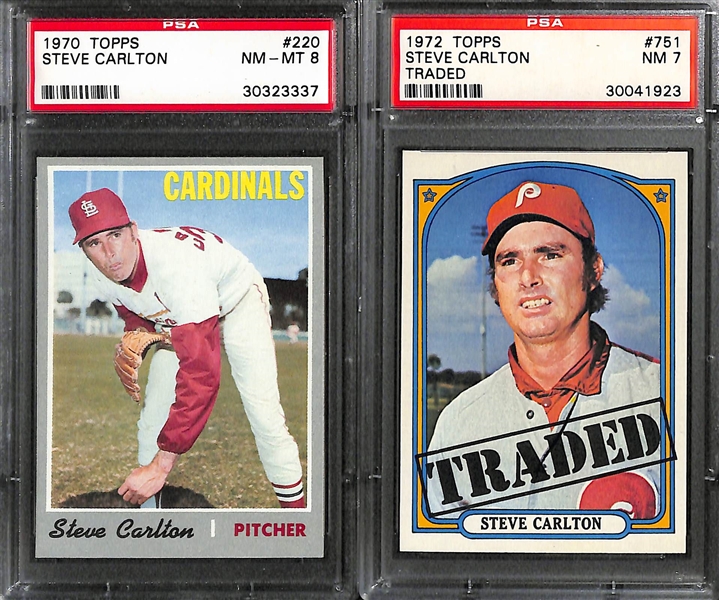 Steve Carlton 8-Card Graded Lot - w. 1970 PSA 8