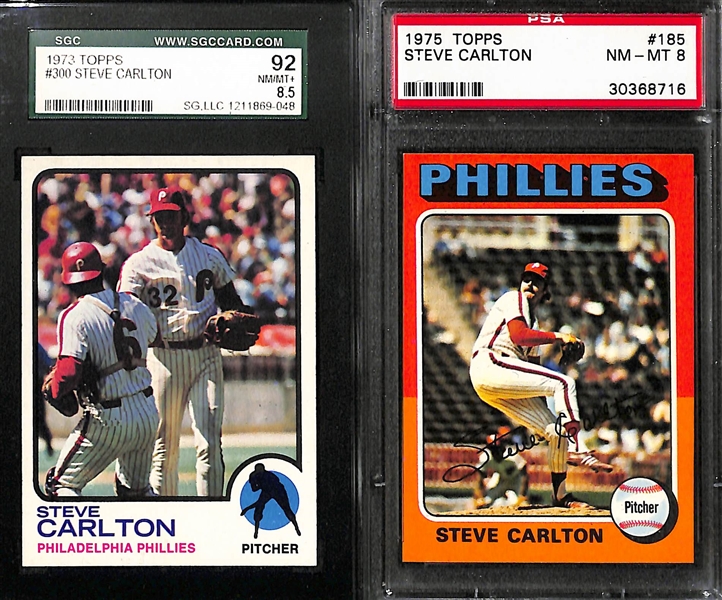 Steve Carlton 8-Card Graded Lot - w. 1970 PSA 8