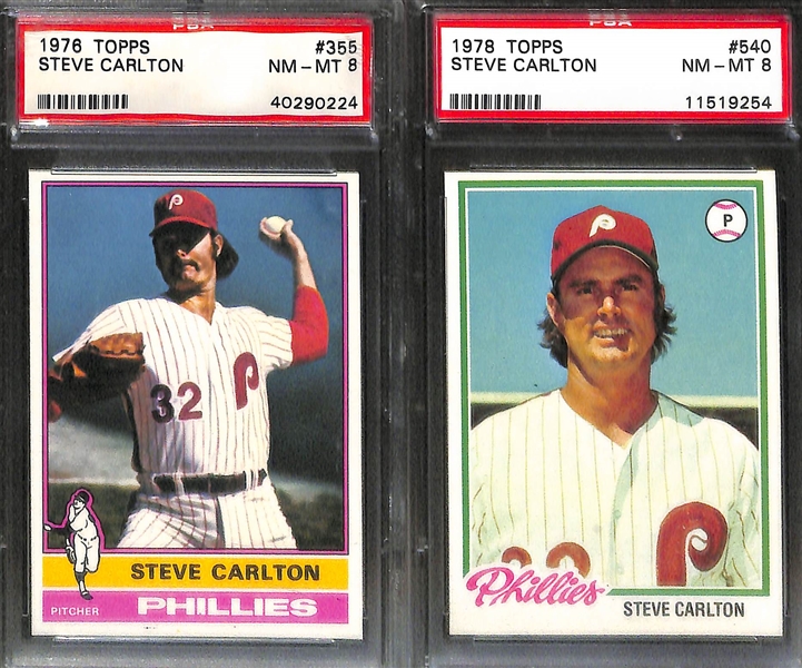 Steve Carlton 8-Card Graded Lot - w. 1970 PSA 8