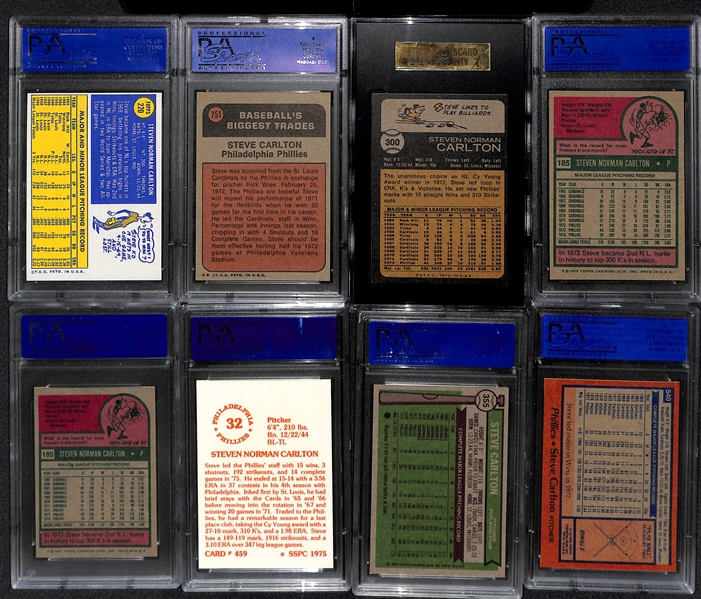 Steve Carlton 8-Card Graded Lot - w. 1970 PSA 8