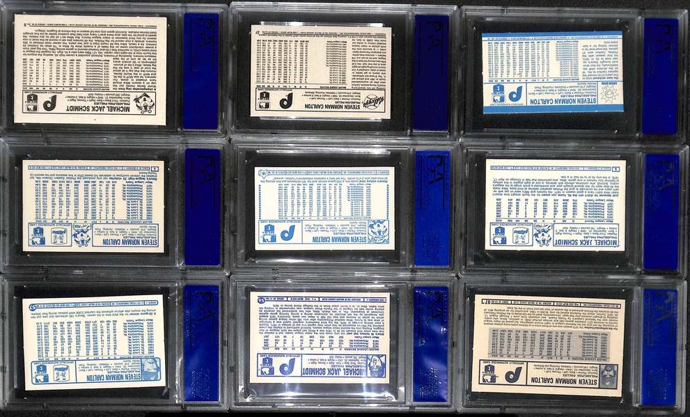 (9) Mike Schmidt and Steve Carlton Graded Kellogg's Cards w. 1975 Schmidt PSA 8 and 1973 Carlton PSA 9