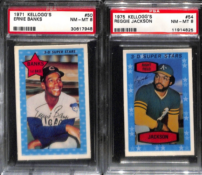 Ashburn 1959 Armour Coin (PSA 8) and (4) Kellogg's Graded Cards (1971 Banks PSA 8, 1972 Stargell PSA 9, 1974 Stargell PSA 9, 1975 Jackson PSA 8)