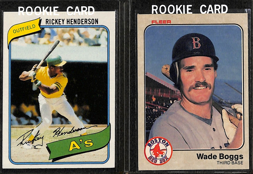 Lot of (11) 1980s Baseball Rookie Cards - Henderson, Boggs, Gwynn, McGwire, Bonds, and Clemens