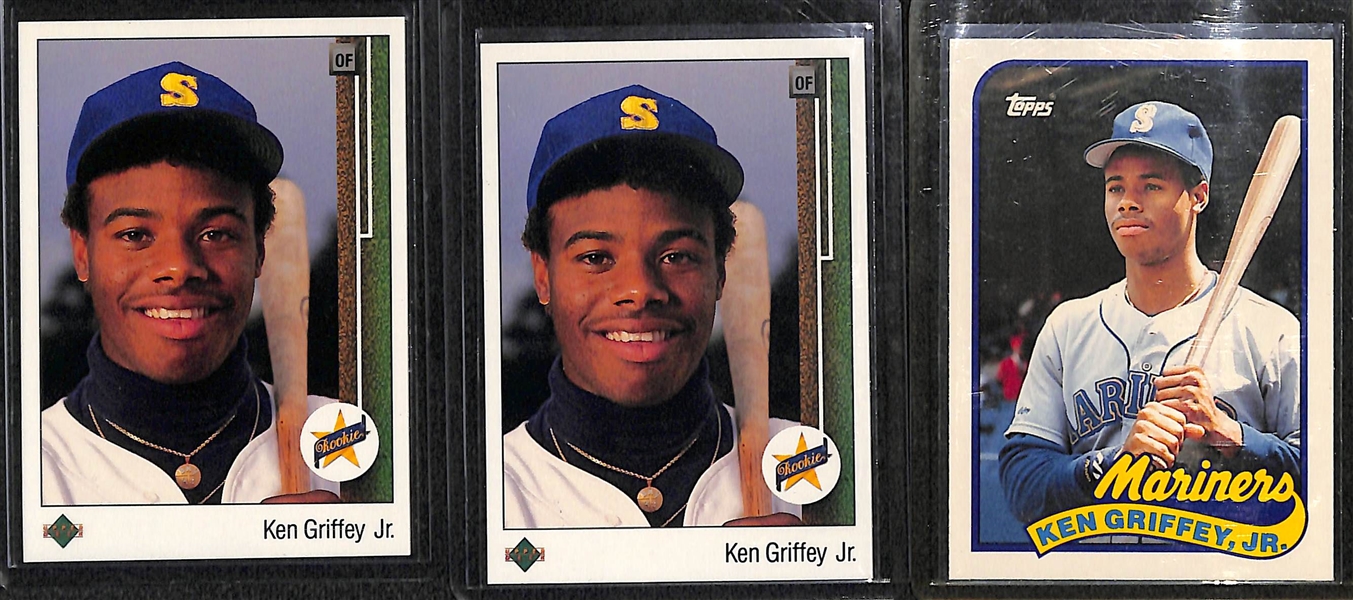 Lot of (23) Ken Griffey Jr. Cards Inc. (9) 1989 Rookies (2 Upper Deck, Topps Traded, 3 Fleer, 2 Donruss, Score)