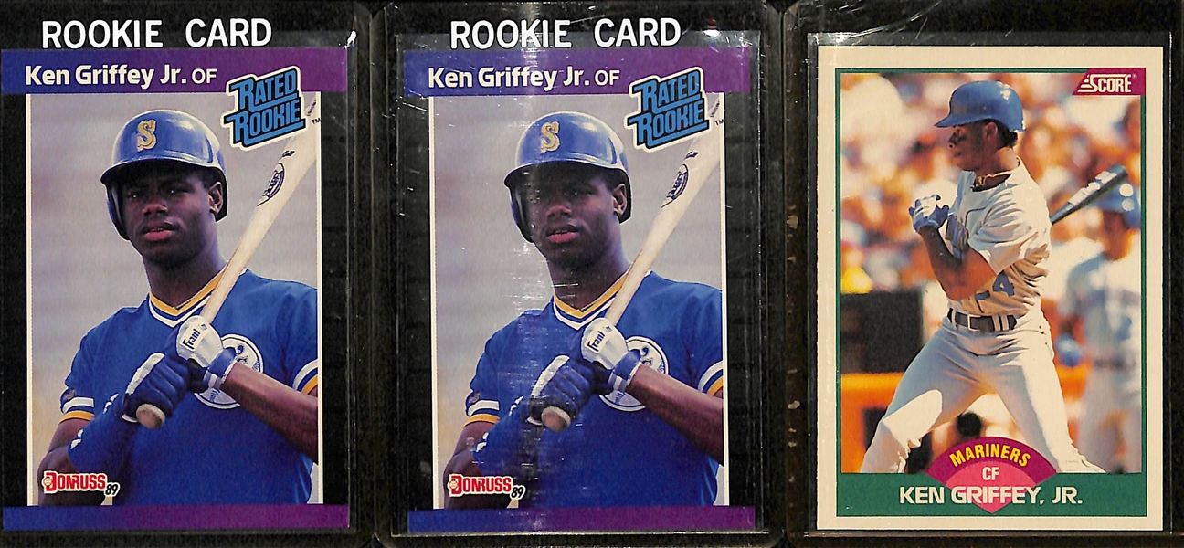 Lot of (23) Ken Griffey Jr. Cards Inc. (9) 1989 Rookies (2 Upper Deck, Topps Traded, 3 Fleer, 2 Donruss, Score)