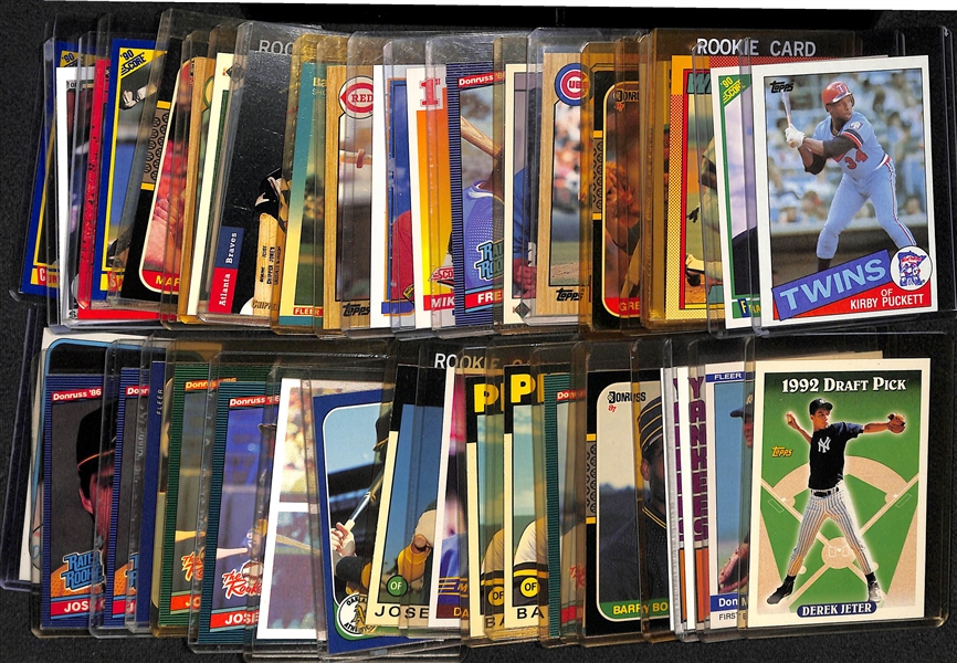 Lot of (41) Baseball Card Rookies w. Jeter, Canseco, Bonds, Strawberry, Mattingly, Maddux, C. Jones, Sosa, +