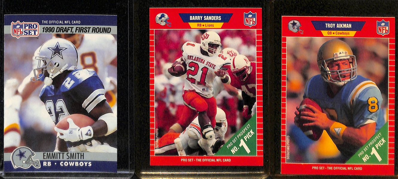 Lot of (25) Football Rookie Cards w. Rice, Favre, E. Smith, B. Sanders, Aikman, Moss, Fitzgerald, Irvin, +