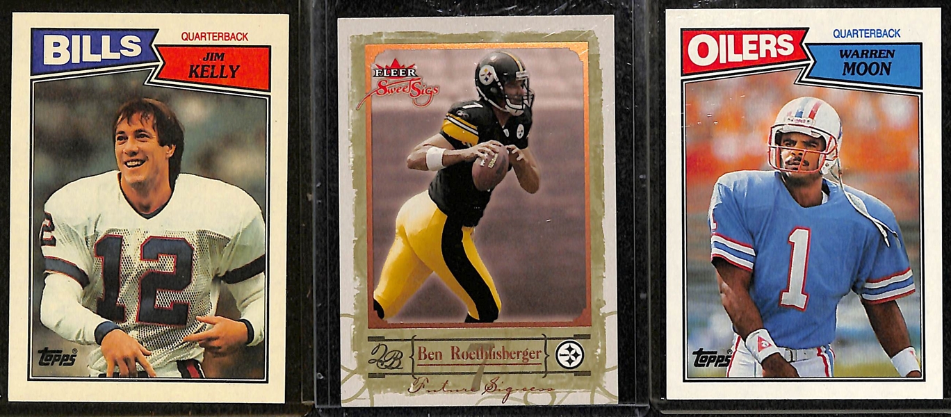 Lot of (18) Football RB and QB Rookies - B. Sanders, Riggins, Fouts, E. Smith, T. Thomas, E. Manning, Kelly, Roethlisberger, Moon, Favre, Cunningham, Rivers, Flutie
