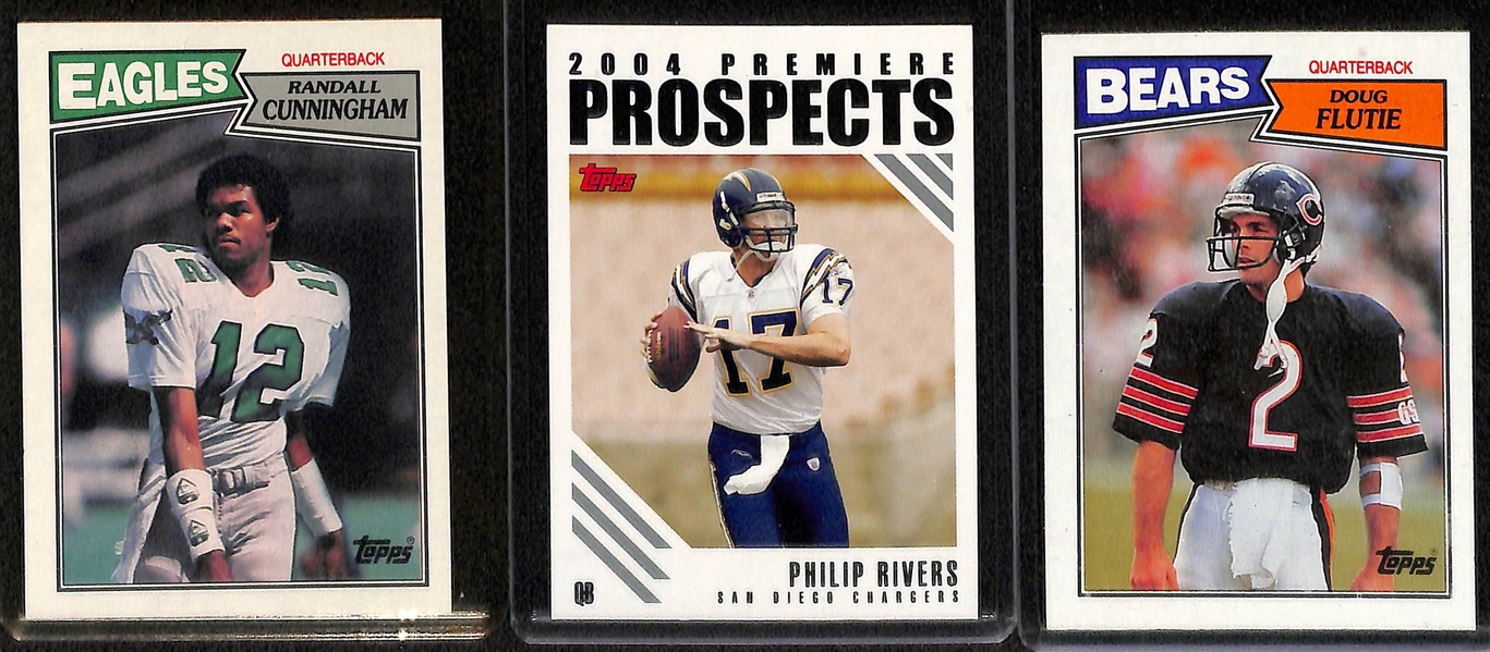 Lot of (18) Football RB and QB Rookies - B. Sanders, Riggins, Fouts, E. Smith, T. Thomas, E. Manning, Kelly, Roethlisberger, Moon, Favre, Cunningham, Rivers, Flutie
