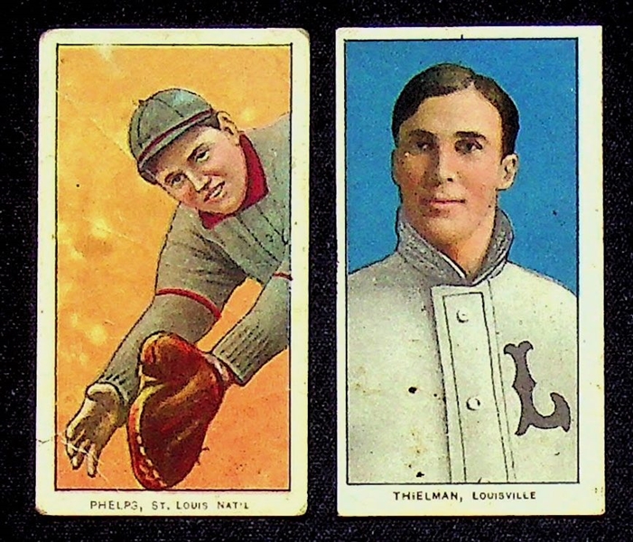 Lot of (2) 1909-11 Tobacco Cards w. Polar Bear Backs - Jake Thielman (Louisville) and Eddie Phelps (St. Louis NL)
