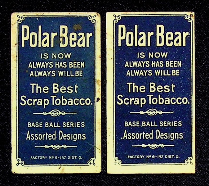 Lot of (2) 1909-11 Tobacco Cards w. Polar Bear Backs - Jake Thielman (Louisville) and Eddie Phelps (St. Louis NL)